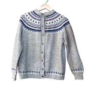 Vintage Husfliden Norwegian Sweater Hand Knit Lillehammer Norway Fair Isle M/L